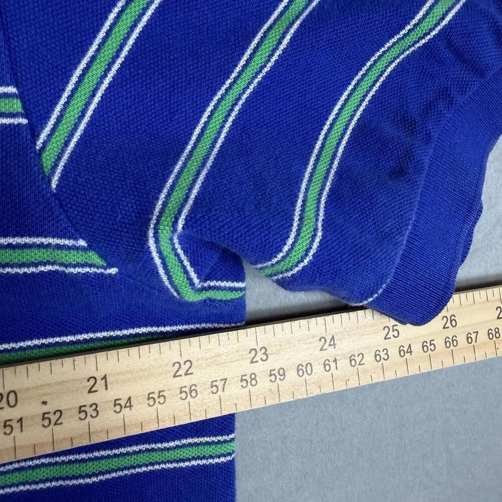 VTG Polo Ralph Lauren Shirt Mens Large Blue Green Striped Pony Short Sleeve 90s